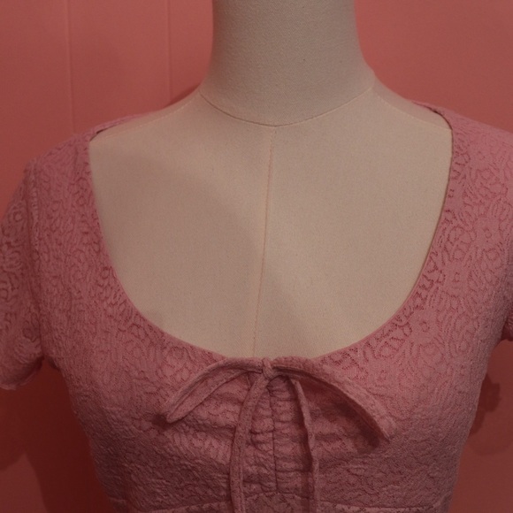 Ardene Pink Lace Crop Top - Picture 3 of 5